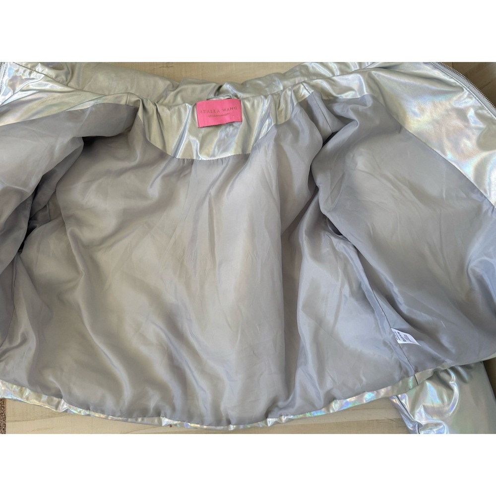 Azalea Wang Iradescent Holographic Cropped Puffer Jacket Full Zip Women's Large - Picture 7 of 10